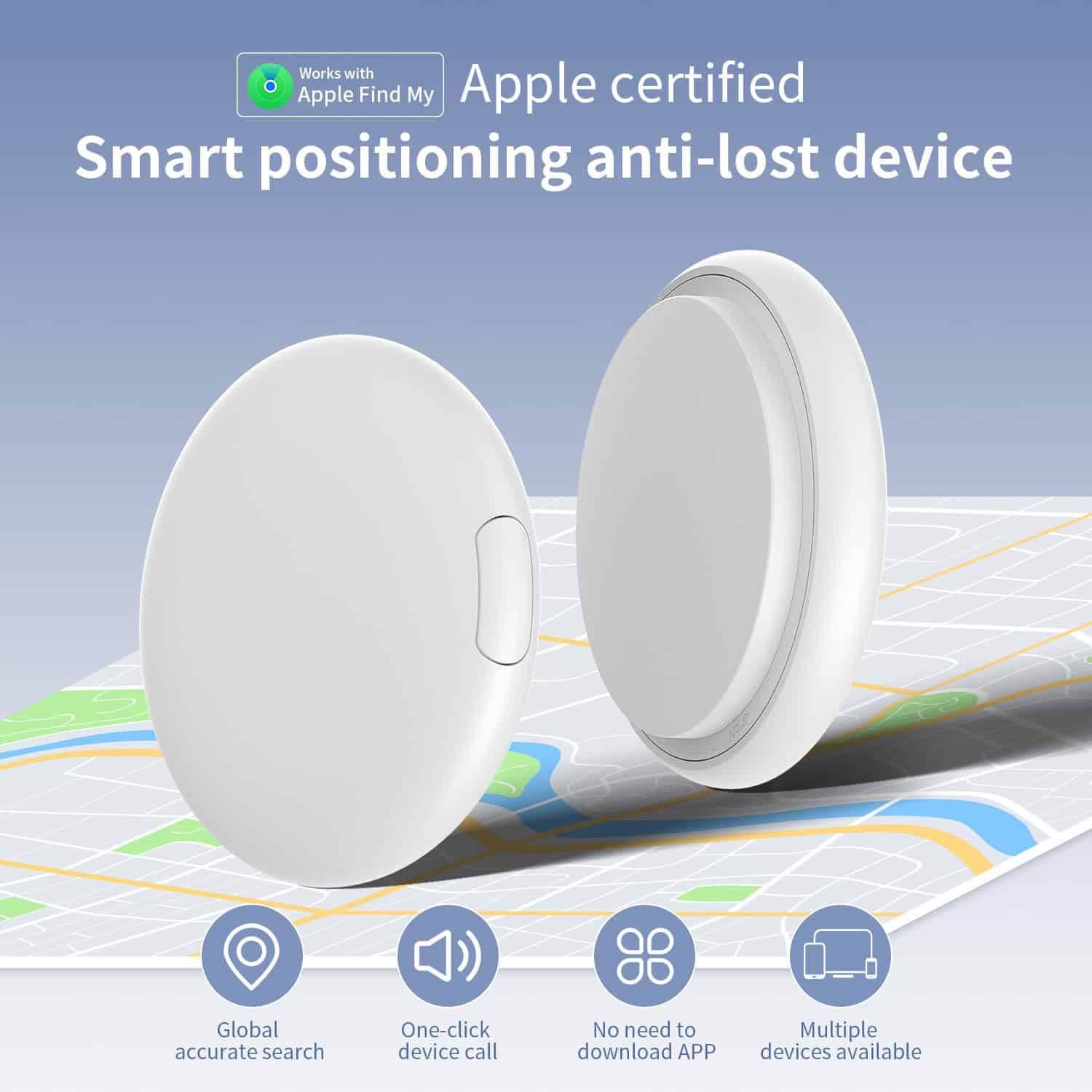 Boomee Itag Tracker - Kompatibel med Apples Find My - Hvid